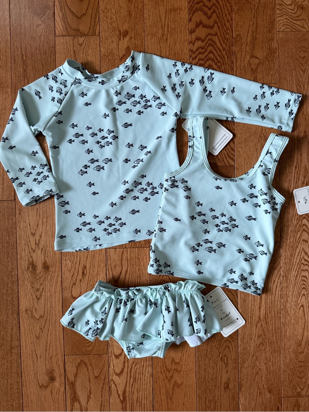 Current Tyed clothing x Kindred 3-piece swimsuit, new with tags, size 12-24M